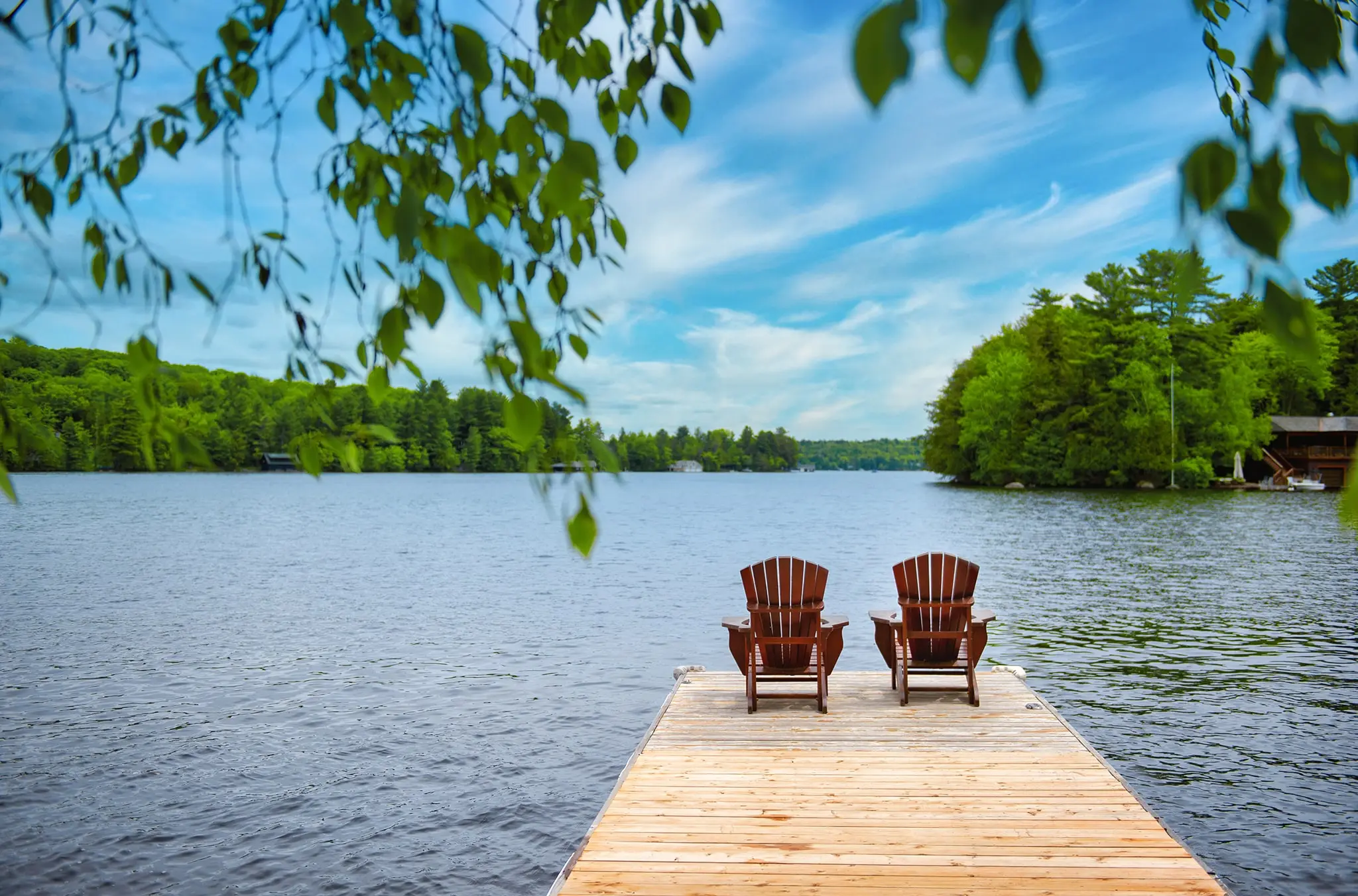 Muskoka chairs on dock